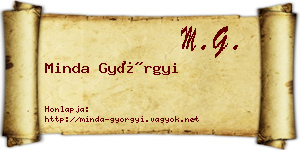 Minda Györgyi névjegykártya